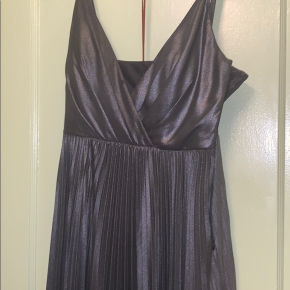 Silver Long Formal Prom Dress by Shelli Segal - Picture 2 of 3